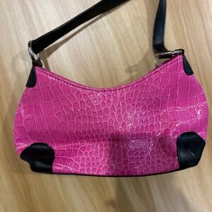 BCBGirls Fuchsia Croc-Embossed Shoulder Bag
